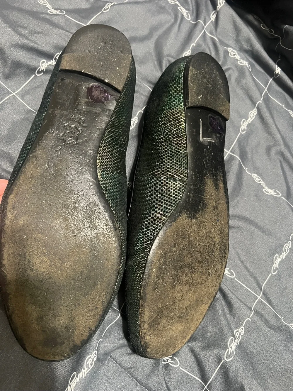 Tory Burch Dark Green Embroidered Crest Slip-On Loafers
